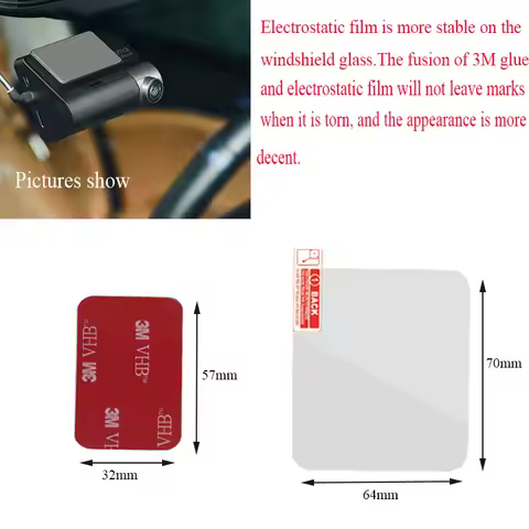 For 70mai A800 A800s 4K Dashcam Heat Resistant 3M sticker + transparent electrostatic film, XIAOMI 7