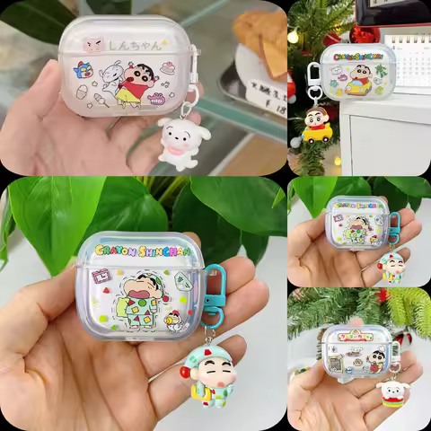 Transparent Earphone Cover For CrayonShin-chan&NoharaShiro Earphone Case For Airpods 1/2 3/4 Pro 1 2