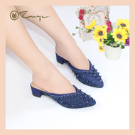EMYE Sandal Selop Pesta Pengantin Jumbo Wanita Brukat Payet Satin 3cm 36-45 Angelonia 03