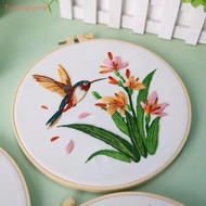 Tolongterm> Diy Handmade Embroidery Material Kit Hummingbird Kingfisher Flower Bird Flying Bird Fabr