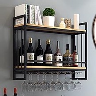 Wall Mounted Wine Rack With Wooden Board ， Black Iron Wine Bottle Holder And Hanging Glass Stemware Goblet Shelf, Storage Wine Shelves Floating Organizer (Size : 80x20x61cm) Comfortable anniversary