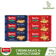 Loacker Napolitaner and Cremkakao Chocolate Wafer 45g Pack of 6