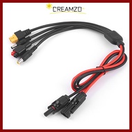 CREAMZO  Panel Extension Cable, 30A 1m Length  Wire, Connector 4 in 1 MC4 to DC5521 7909 XT60 Female
