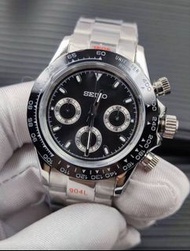 【定製】Seiko mod 黑面 搭載精工VK63石英機芯 計時碼錶 39mm 藍寶石玻璃 附送精美錶盒