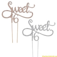 BLACK Sweet 16 Cake Topper 16th Birthday Party Themes With for Rhinestone Decoration A