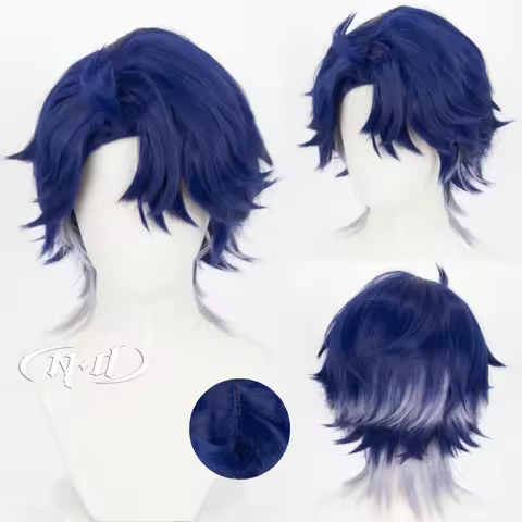 ND Sampo Koski Cosplay Wigs Honkai Star Rail Cosplay Short Dark Blue Hair Wigs for Game Comic Con Co