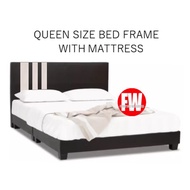 Queen Size Bed Frame + Queen Size Mattress (Bedframe with Mattress)