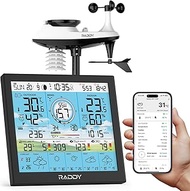 Raddy WF-120P Professional Wi-Fi Weather Station with App Control, 10″ HTN Color Display, Indoor/Out