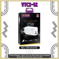 Travel Charger V-GeN VTC2-42 65W Super Fast Charging QC3.0 PD3.0 Dual Port Type C & USB