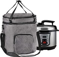 Pressure Cooker Travel Tote Bag, 2 Compartments Travel Tote Case for Cooker Accessories,Kitchen Round Applicances Storage Bag(Enclosed on the Bottom) (Grey, Fit for 8 QT Instant Pot)