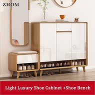 [READY STOCK] New Shoe Cabinet Nordic Entry Shoe Cabinet With Seat Home Door Simple Modern Large-capacity Wooden Shoe Rack Entrance Porch Cabinet Integrated Locker Drawer Cabinets