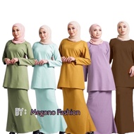 MEGONO - BAJU KURUNG MELAYU MALAYSIA RNB MOTIF POLOS ROK AND BLUS BAJU PADANG ATASAN WANITA MODERN L