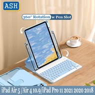 ASH 360° Rotation Magic Keyboard Case For iPad Pro 11 2021 M1 Pro 11 2020 2018 Air 5 Air 4 10.9 Wireless Bluetooth Keyboard PU Leather Case Clear Back Cover With Pencil Holder
