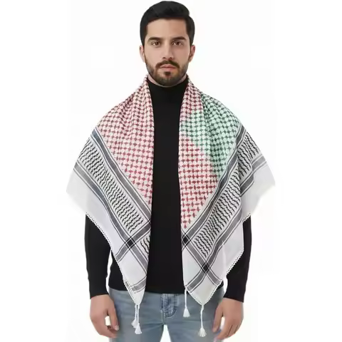 Palestinian Keffiyeh Scarf, Tassel Palestine Scarf Shemagh Tactical Head Neck Wrap for Men and Women