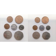 1Set7pcs 1Penny-50Pence 1967-2018 UK Britain Queen Elizabeth II Syiling Lama Old Coins (CollectibleO