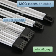 White Gray Motherboard Power Extension Cable Sleeved Graphics Card Cpu Cable Pc Power Supply Extensi