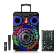 JT-1588 TWS Wireless Bluetooth V5.3 Portable Trolley Speaker / 15" Super Bass / LED Light / FM Radio