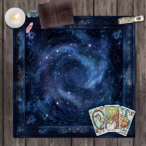 VIKAMA Dark Blue Star Chart Universe Tarot Altar Cloth Gorgeous Astrology Ritual Tablecloth Witchcra