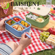 DAISHEN1 Silicone Lunch Box, 4 Compartments Leak-Resistant Meal Prep Container, Versatile Square Hig