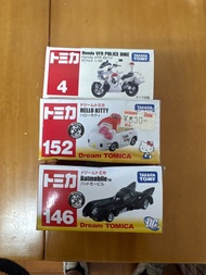 Tomica Diecast Cars - Honda VFR Police Bike, Hello Kitty, Batmobile