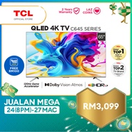【FREE TNG RM100】TCL 65" QLED 4K Google TV with 120Hz Dolby Vision Atmos HDR 10+ AMD FreeSync MEMC Gaming Mode 65C645