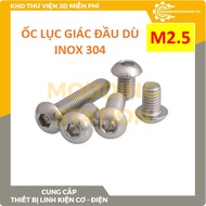 304 stainless steel countersunk hexagonal screws size M2.5x4, M2.5x5, M2.5x6, M2.5x8, M2.5x10, M2.5x