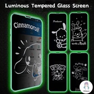 jw002Cartoon Film 20D Anti-spy Privacy Luminous Tempered Glass Screen Protector for IPhone 15 14 12 11 Pro XR XS Max 7 8 Plus Screen Protector Film Cover