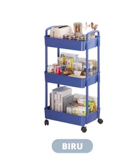 MURAH ! HANA TROLLEY 3 SUSUN / RAK TROLI DORONG BAHAN PLASTIK / RAK SUSUN / RAK RODA / RAK DAPUR / R