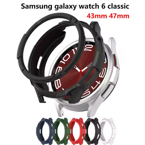 Case for Samsung Galaxy Watch 6 Classic 47mm 43mm Cover, TPU Protective Bumper Shell + Ring for Gala