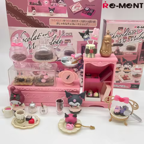 2026 New Re-ment My Melody Kuromi Chocolate Workshop Miniature Scene Rooms Decorations Collect Table
