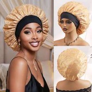 1PC Random Color Styles Print Mesh Satin Sleep Cap For Women & Men - Soft Bonnet With Ruffled Edges,