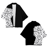 101 Dalmatians Cruella De Vil Cospaly Costumes Coat White Black Printing Kimono Cruella Cloaks Casua