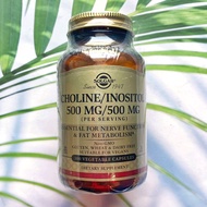 (Solgar®) Choline 500 mg / Inositol 500 mg 100 Vegetable Capsules โคลีน และ อิโนซิทอล