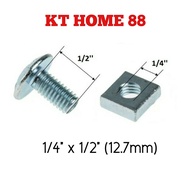 Skru Rak Besi Lubang Roofing Bolt and Nut (1/4'' x 1/2'') / Screw Bolts and Nuts for Slotted Angle Bar