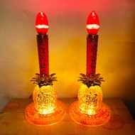 เชิงเทียน เชิงเทียนไฟฟ้า สับปะรด  LED โคมไฟ ไหว้พระ ไหว้เจ้า สูง 9 นิ้ว สีแดง / เหลือง