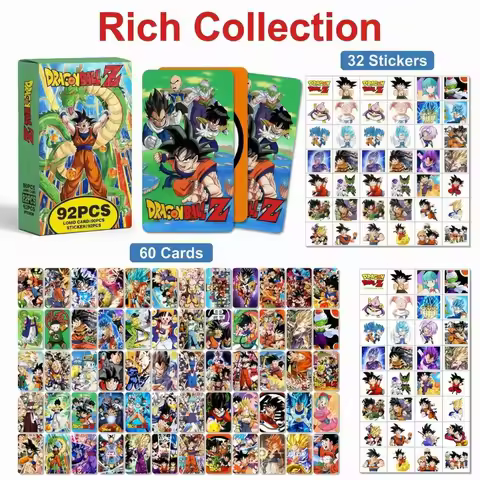 Anime Super Animes Merch Photocard 92PCS 60 Cards+32 Stickers Ultra Instinct Goku Vegeta Collectible
