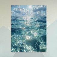 Blue Sky And Azure Sea Depict Calm Waves In Bedroom And Living Room Home Decor,No Frame Canvas Paint