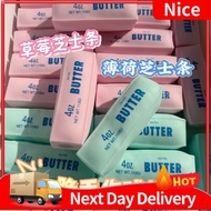黄油捏捏乐Solid Color Butter Cheese Stick Squishy Toy, Strawberry Mint Slow Rebound Fidget For Pocket Str