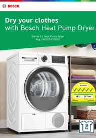 Bosch WQG24200SG 9kg Heatpump tumble dryer with drainage kit , LED Display ,AutoDrying Technology,Easy clean Condenser, Antivibration side panel,Stainless Steel Drum,5 ticks energy efficiency rating PLC