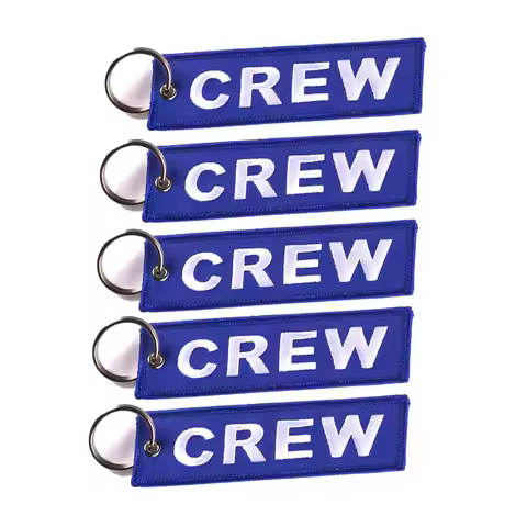 Blue Crew Keychain for Promotion Gifts OEM Motorcycle Keychains llaveros Luggage Tag Embroidery Crew
