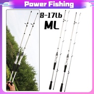 Silver fishing rod, 2 sections, 6/7/7.8 feet, made from carbon fiber, suitable for spinning and cast