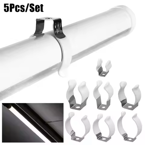 5Pcs Fixing Clips Spring Terry Clip With Rubber Protection Clamp Holders Lamp Tube Clip Base Tool T3