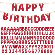 Customize Banner Red Alphabet Letter DIY Glitter Customise Banner Name Nama Banner Flag Bunting