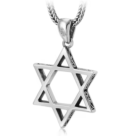 BOCAI New Trendy Pure S925 Sterling Silver Fashion Jewelry Six-Pointed Star Fashionable Men's And Wo