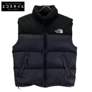 The North Face 90 年代 NF004AM 海軍藍 x 黑色尼龍 Nuptse 羽絨背心 [二手]