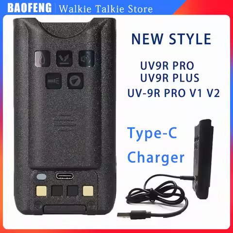 Baofeng Walkie Talkie UV-9RPlus Battery Type-C Enlarge Rechargable Battery With Type-C Charging For