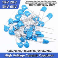 50PCS 1KV 2KV 3KV 6KV Ceramic Capacitor 1000V 5PF 10PF 12 15PF 18 20PF 22PF 101 102 152 222 332 472 