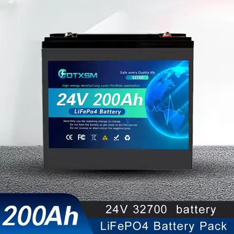 2025 100%New 32700 24V 200Ah lithium iron phosphate battery Built-in 100A BMS,for Solar Marine Overl