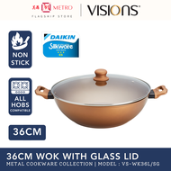 Visions Metal Cookware 36cm Wok with Glass Lid VS-WK36L/SG