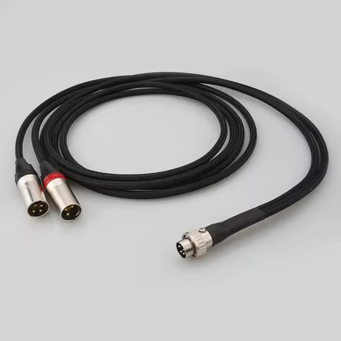 Hi-End OFC Pure Copper Cord 4 Pin Din to 2 XLR Male Dual Left / Right Channels Cable for Naim